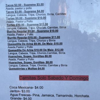 El Vino Taco Truck - New menu prices 03/2022 - Food Trucks Near Me - Lodi, California