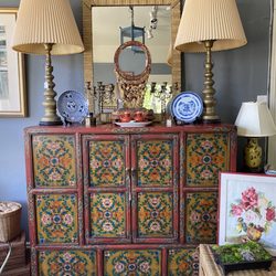The Vintage Fox - Tibetan Cabinet and Antique Asian plates