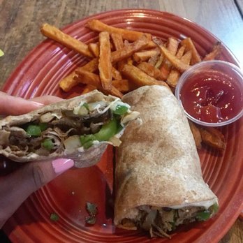 Hemingway's Cafe - Philly cheesesteak wrap (off-menu) with sweet potato fries - Dive Bars Near Me - Pittsburgh, Pennsylvania Hemingway's Cafe - Philly cheesesteak wrap (off-menu) with sweet potato fries - Dive Bars Near Me - Pittsburgh, Pennsylvania
