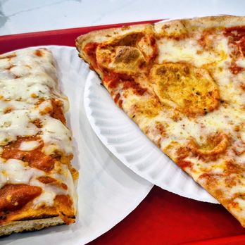 Pino’s Pizza - 2-2-26. Sicilian slice and a regular slice. - Pizza Near Me - Deer Park, New York Pino’s Pizza - 2-2-26. Sicilian slice and a regular slice. - Pizza Near Me - Deer Park, New York