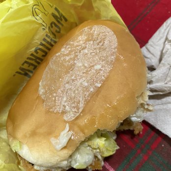 McDonald's - Fingertip of glove that was inside the sandwich! My son almost choked on it!!! - Fast Food Near Me - Waipahu, Hawaii McDonald's - Fingertip of glove that was inside the sandwich! My son almost choked on it!!! - Fast Food Near Me - Waipahu, Hawaii