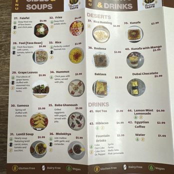 The Egyptian taste - Menu - sides, soups, desserts, drinks - Mediterranean Near Me - Maryville, Tennessee