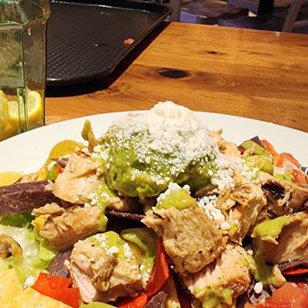 Aqui Cal-Mex - Chicken salad, small scoop of avocado, lettuce, beans, add my own salsa - Mexican Near Me - Campbell, California