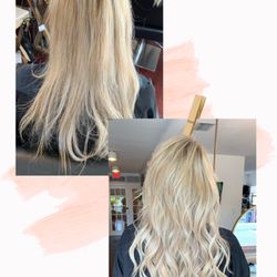 Hair by Ashley Keenan - Before and After tape-in extensions from Aqua Hair Extensions.