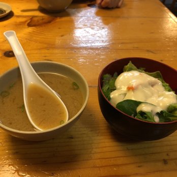 Mioki Sushi - Miso soup and salad with dinner entree - Sushi Bars Near Me - Fremont, California Mioki Sushi - Miso soup and salad with dinner entree - Sushi Bars Near Me - Fremont, California