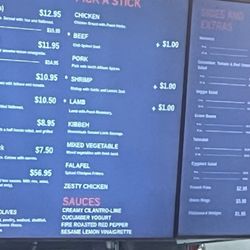 Sticks Kebob Shop - Menu