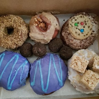 PVDonuts - Oatmeal pie, butter butter, keebler cookie, 2 wild berry and rice krispies donut. Oreo creme balls. - Donuts Near Me - Providence, Rhode Island