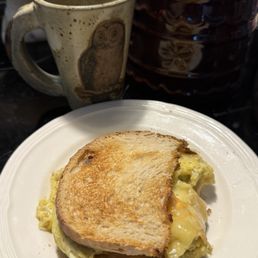 My breakfast with the sourdough. I take one piece in half, makes me a full sandwich My breakfast with the sourdough. I take one piece in half, makes me a full sandwich