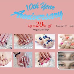 Blue Moon Nails & Beauty - Celebrate our 10 years anniversary from Sept 1- Sept 30 Up to 20% off all regular price! We offer: Gel Nails, Spa Mani & Pedi, Eyelash Ext