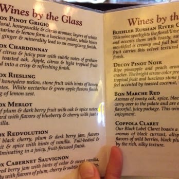 Corner House Pub - a menu for wine by the glass - Pizza Near Me - Spooner, Wisconsin