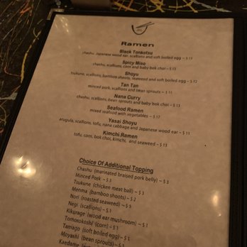 Nana Ramen - Menu 3/3/19 - Ramen Near Me - Brooklyn, New York