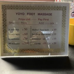 Yoyo Foot Massage - Current price schedule
