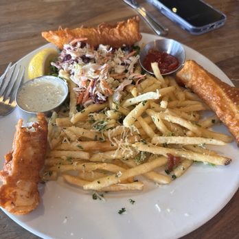Harborside Restaurant - Fish and chips with Parmesan fries - American Near Me - Newport Beach, California Harborside Restaurant - Fish and chips with Parmesan fries - American Near Me - Newport Beach, California