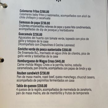 Bartola - Menu - appetizers - Cocktail Bars Near Me - Guanajuato, GUA