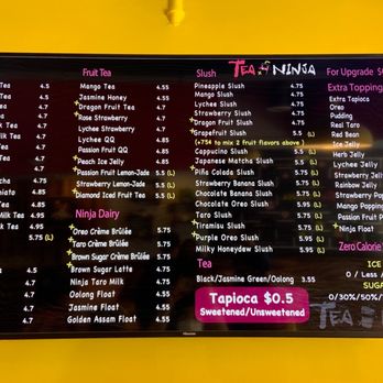 Tea Ninja - Current menu as of May 2022 - Bubble Tea Near Me - Ann Arbor, Michigan
