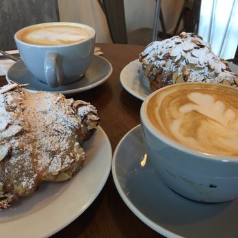 Bellden Cafe - Lavender latte, vanilla latte and almond croissants. All pastries here are homemade and you can tell! - Coffee & Tea Near Me - Bellevue, Washington