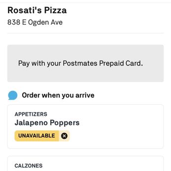 Rosatis Westmont - This is a picture of my post mates order that I was supposed to pick up. - Pizza Near Me - Westmont, Illinois