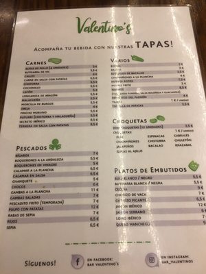 Menu photo 2 Valentino's Barcelona, B