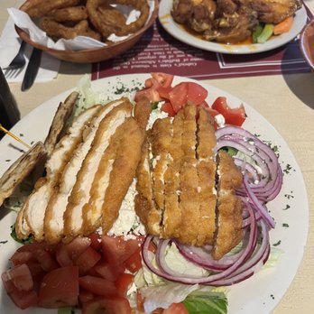 Gabriel's Gate - Salad with chicken fingers, wings, onion rings - American Near Me - Buffalo, New York