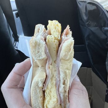 Bagel and Donut Basket - Ham and egg on plain bagel - Donuts Near Me - San Jose, California Bagel and Donut Basket - Ham and egg on plain bagel - Donuts Near Me - San Jose, California