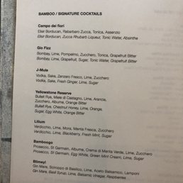 Cocktail menu