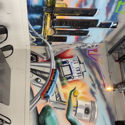 Detroit Taco Company - Inside seating area and mural