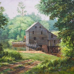 Ashley's Art Gallery - Yates Mill Pond by nationally renowned artist Luke Buck. The original and canvas prints are available.