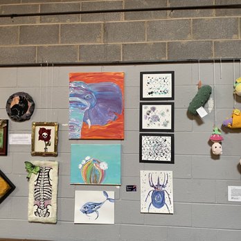 Two Docs Brewing - a wall full of artwork - Breweries Near Me - Lubbock, Texas