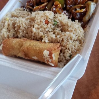 Asia Express - a takeout container with rice, meat, and vegetables - Asian Fusion Near Me - Cabot, Arkansas