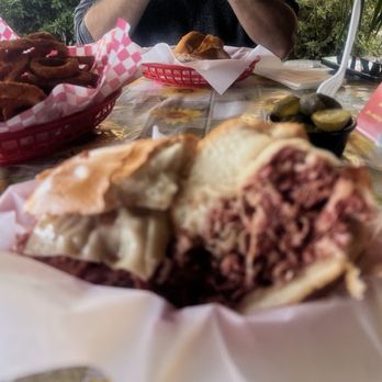 Johnnie's Pastrami Restaurant - Focus is off but you can still see how much pastrami is in the sandwich! That's a lot! - American Near Me - Culver City, California Johnnie's Pastrami Restaurant - Focus is off but you can still see how much pastrami is in the sandwich! That's a lot! - American Near Me - Culver City, California
