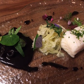 Masseria - Halibut with squid ink and fennel. - Italian Near Me - Washington, DC, District of Columbia Masseria - Halibut with squid ink and fennel. - Italian Near Me - Washington, DC, District of Columbia