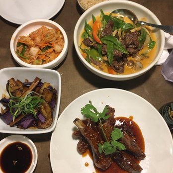 Lan Pan Asian Cafe - Spicy Kimchee, Szechuan Eggplant, Red Curry Beef with Brown Rice, Glazed Spare Ribs. - Pan Asian Near Me - Miami, Florida