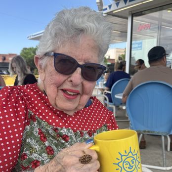 Sunnyside Diner Edmond - Louise Boyles, 96, having a great cup of Sunnyside coffee with her favorite breakfast Sunnyside Classic. - Diners Near Me - Edmond, Oklahoma Sunnyside Diner Edmond - Louise Boyles, 96, having a great cup of Sunnyside coffee with her favorite breakfast Sunnyside Classic. - Diners Near Me - Edmond, Oklahoma