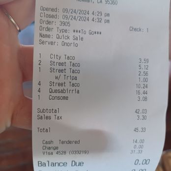 Taqueria El Naranjo - Our receipt, the prices are increased by the 2.99%. We also paid partial cash. - Mexican Near Me - Newman, California Taqueria El Naranjo - Our receipt, the prices are increased by the 2.99%. We also paid partial cash. - Mexican Near Me - Newman, California