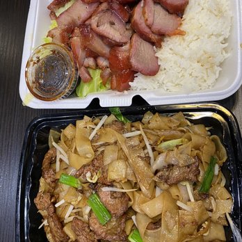 Chung Wang BBQ - Honey BBQ Pork on Rice and Beef Chow Fun with Dry Style - Barbeque Near Me - Katy, Texas