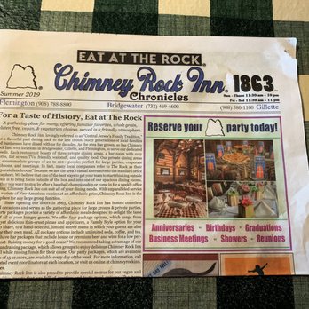 Chimney Rock Inn - The menu is a newspaper, menu on the inside. - American Near Me - Flemington, New Jersey Chimney Rock Inn - The menu is a newspaper, menu on the inside. - American Near Me - Flemington, New Jersey