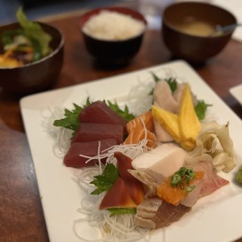 Shu Sushi Grill & Ramen - Sashimi Combo with side salad, rice, and miso soup - Sushi Bars Near Me - Chandler, Arizona Shu Sushi Grill & Ramen - Sashimi Combo with side salad, rice, and miso soup - Sushi Bars Near Me - Chandler, Arizona