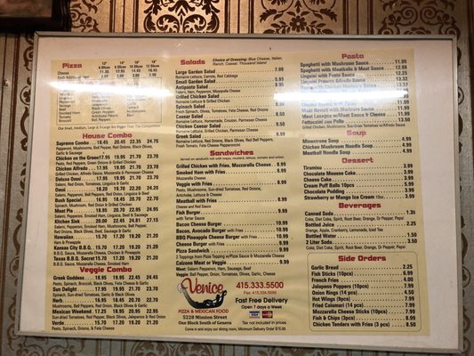 Menu photo 2 Venice Pizza San Francisco, CA Menu photo 2 Venice Pizza San Francisco, CA
