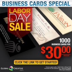Global Creative Studios - Great Promo, 1000 Business Cards only $30.00, CLICK ON THE LINK: http://www.gcs.la/global-labor-day-sale/