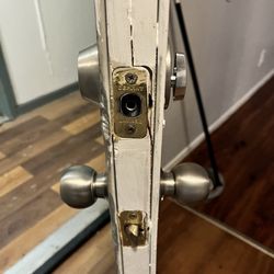 Equity Property Management - Another angle of the damage done to the door when someone tried to break in.