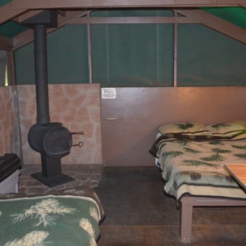 Deluxe Tent Cabin Inside Beds Made Up Yelp