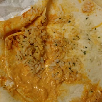 Taco Bell - Inside of a shredded chicken quesarito. Hardy any meat at all. This has happened multiple times. - Fast Food Near Me - Albany, New York Taco Bell - Inside of a shredded chicken quesarito. Hardy any meat at all. This has happened multiple times. - Fast Food Near Me - Albany, New York