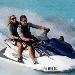 Beach Water Sports - All of our jet ski rentals are new or one year old. Able to fit one to three people comfortably, they can reach 50 mph.