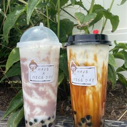 Boo Boba - Ube coconut smoothie. Ube texture is grainy so be prepared for that, but flavor is not overwhelming. Tasty! Brown sugar milk boba.