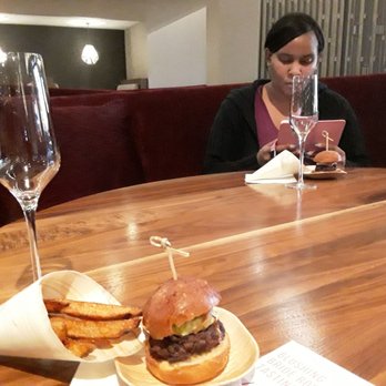 Moda Restaurant and Bar - Mini slider and French fries....and a lil rosè - New American Near Me - Columbus, Ohio