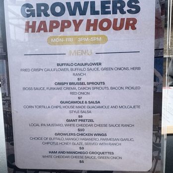 Growlers - Happy Hour food menu - Sports Bars Near Me - Chula Vista, California Growlers - Happy Hour food menu - Sports Bars Near Me - Chula Vista, California