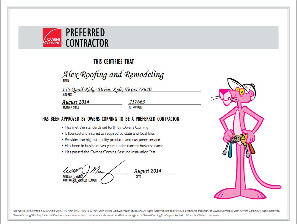 Slide of Alex Roofing and Remodeling