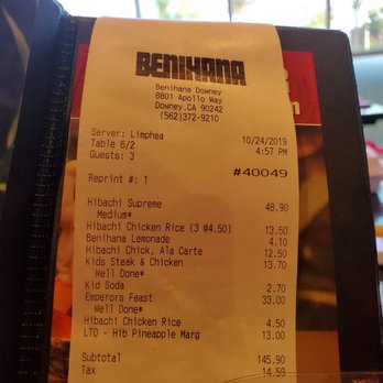 Benihana - Downey - What's in photo, location of slow service - Sushi Bars Near Me - Downey, California