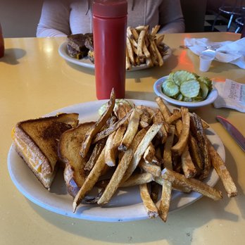 Twede's Cafe - Grilled cheese w fries and extra pickles - patty melt in background. - American Near Me - North Bend, Washington Twede's Cafe - Grilled cheese w fries and extra pickles - patty melt in background. - American Near Me - North Bend, Washington