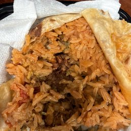 The burrito that I bought from Que Vida Tacos- Costa Mesa, CA